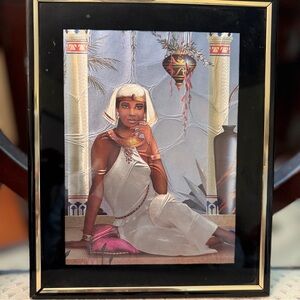 Elegant Egyptian Art Print with Black and Gold Frame